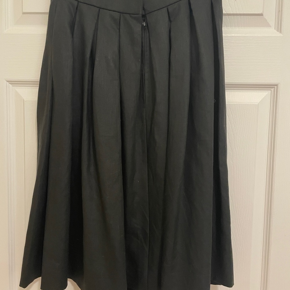 Vintage Saks Fifth Avenue Linen two piece vest and skirt black Carolyne Roehm - Picture 7 of 8